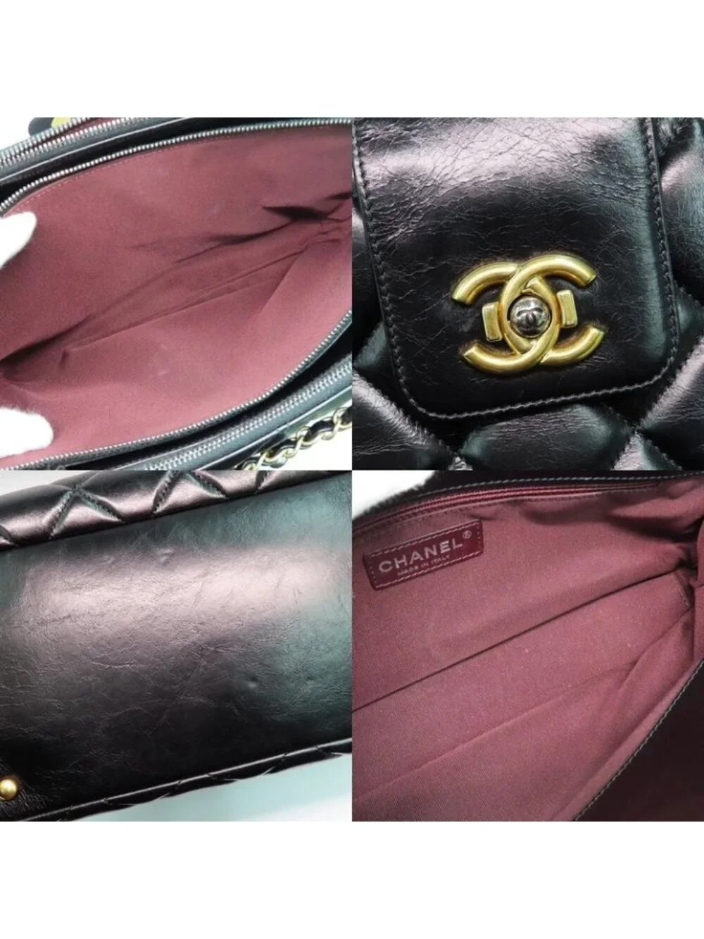 Chanel Quilted Chain Shoulder Bag Bow-ring Black Antique Hardware No - Picture 6 of 10